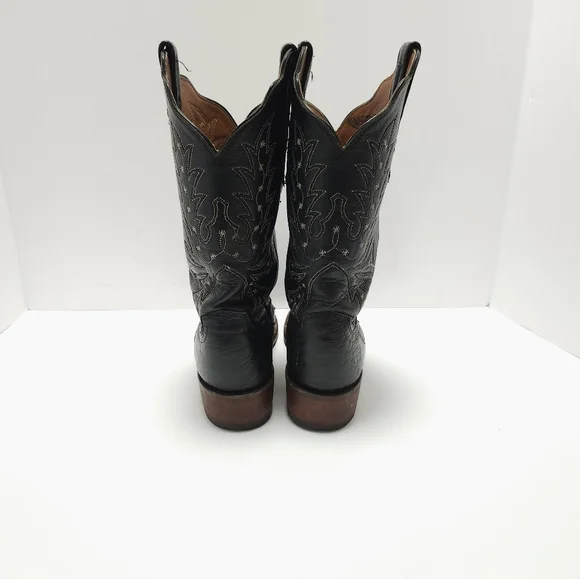Lucchese 2000 Womens Ostrich Cowboy Boots Size 8.5 B Black Exotic - Picture 5 of 11